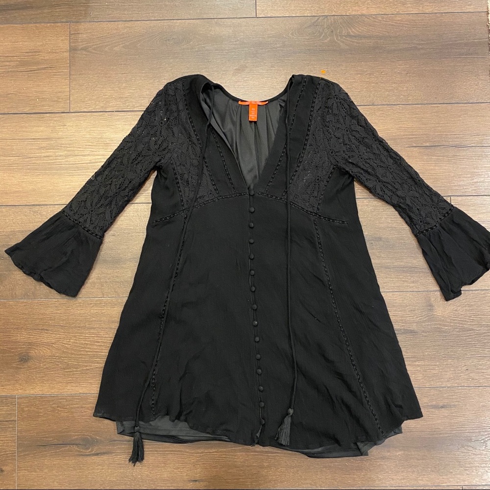 Chelsea & Violet Black Long Sleeve Bell Sleeve Tunic Dress XS